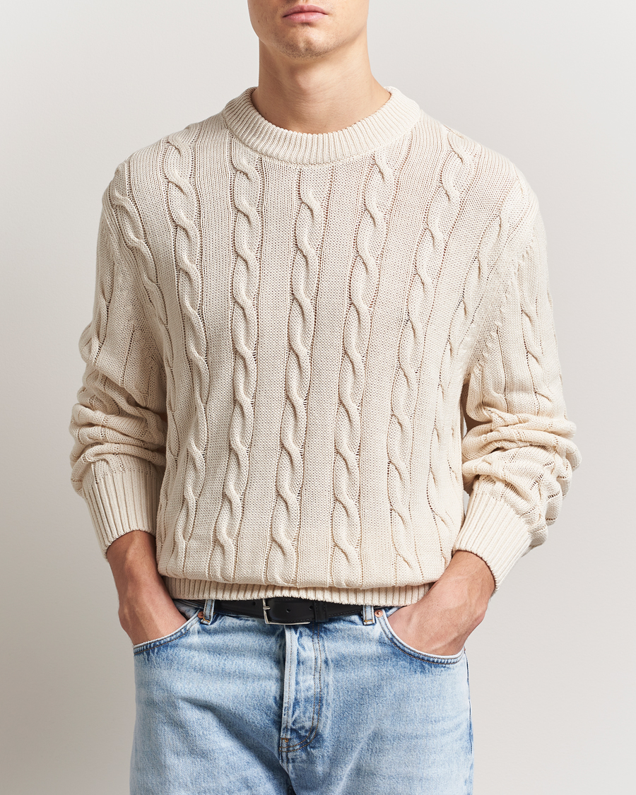 GANT 240 Mulberry Street Cable Crew Neck Sweater Cream