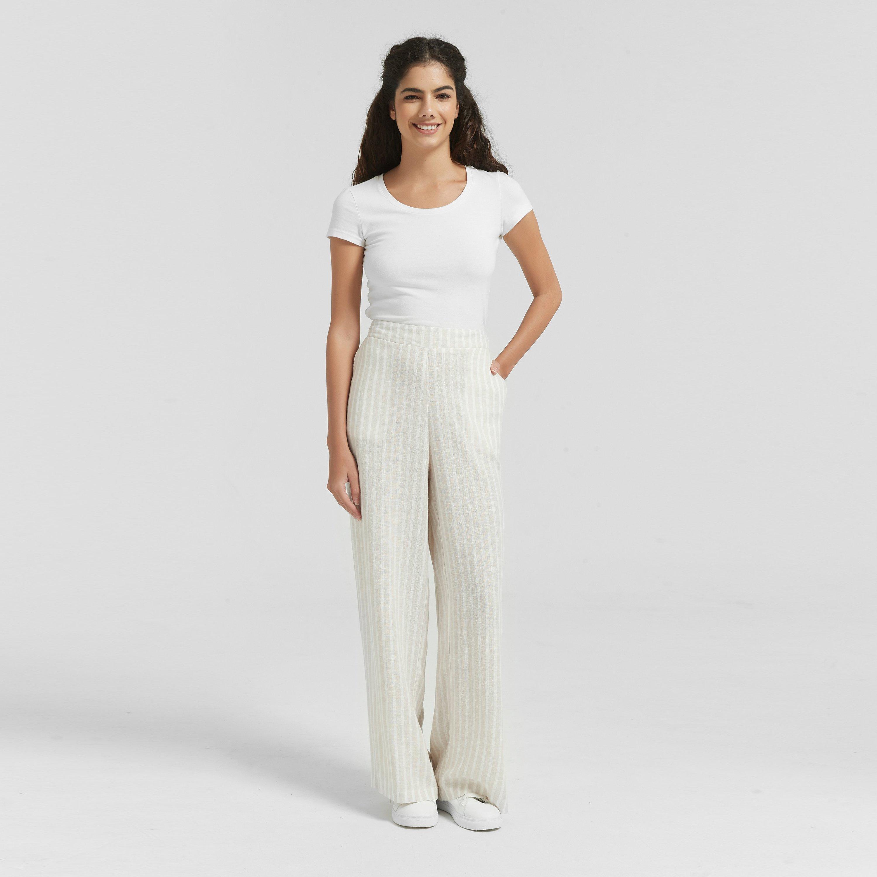 Be You Ladies Linen Wide Leg Trousers