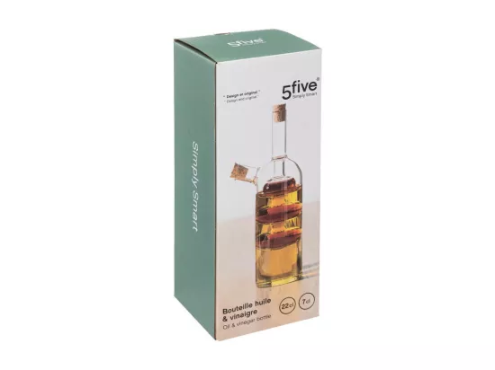 Bouteille huile vinaigre 2 en 1 design en verre - Transparent - 0,5 l