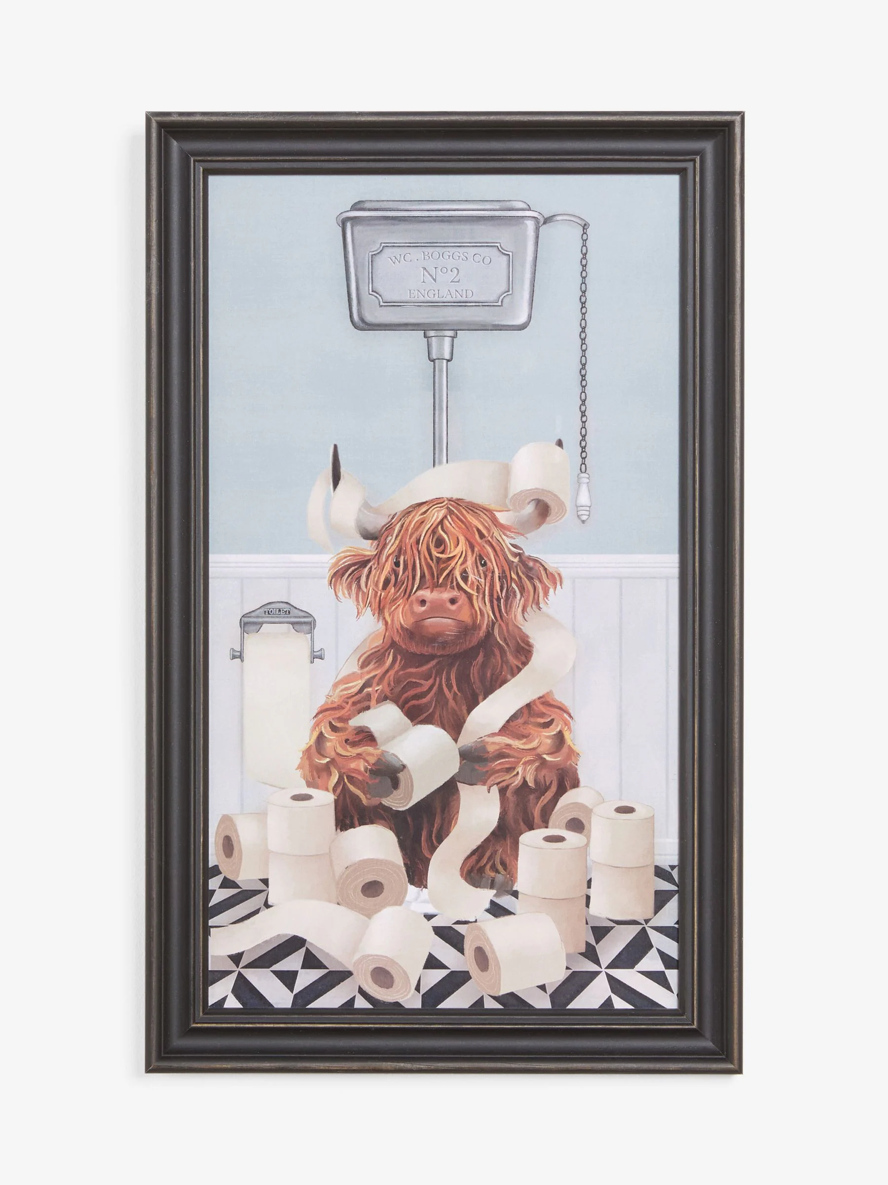 Hamish The Highland Cow op het toilet - Wanddecoratie
