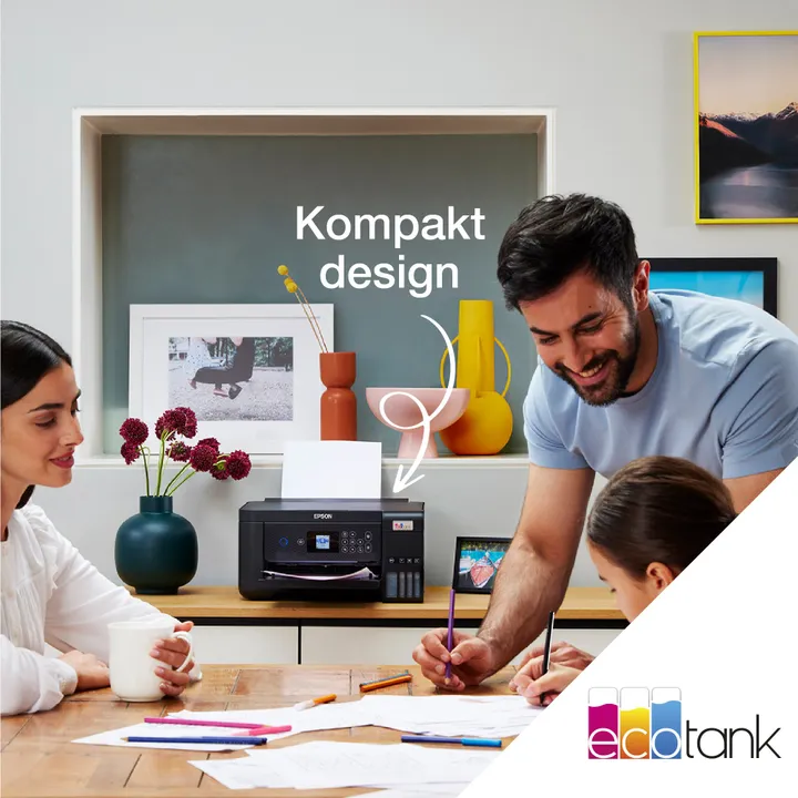 Epson EcoTank ET-2850 - Multifunktionsprinter - farve - blækprinter - A4 (medie) - op til 10.5 spm (udskriver) - 100 ark - Wi-Fi, USB - sort