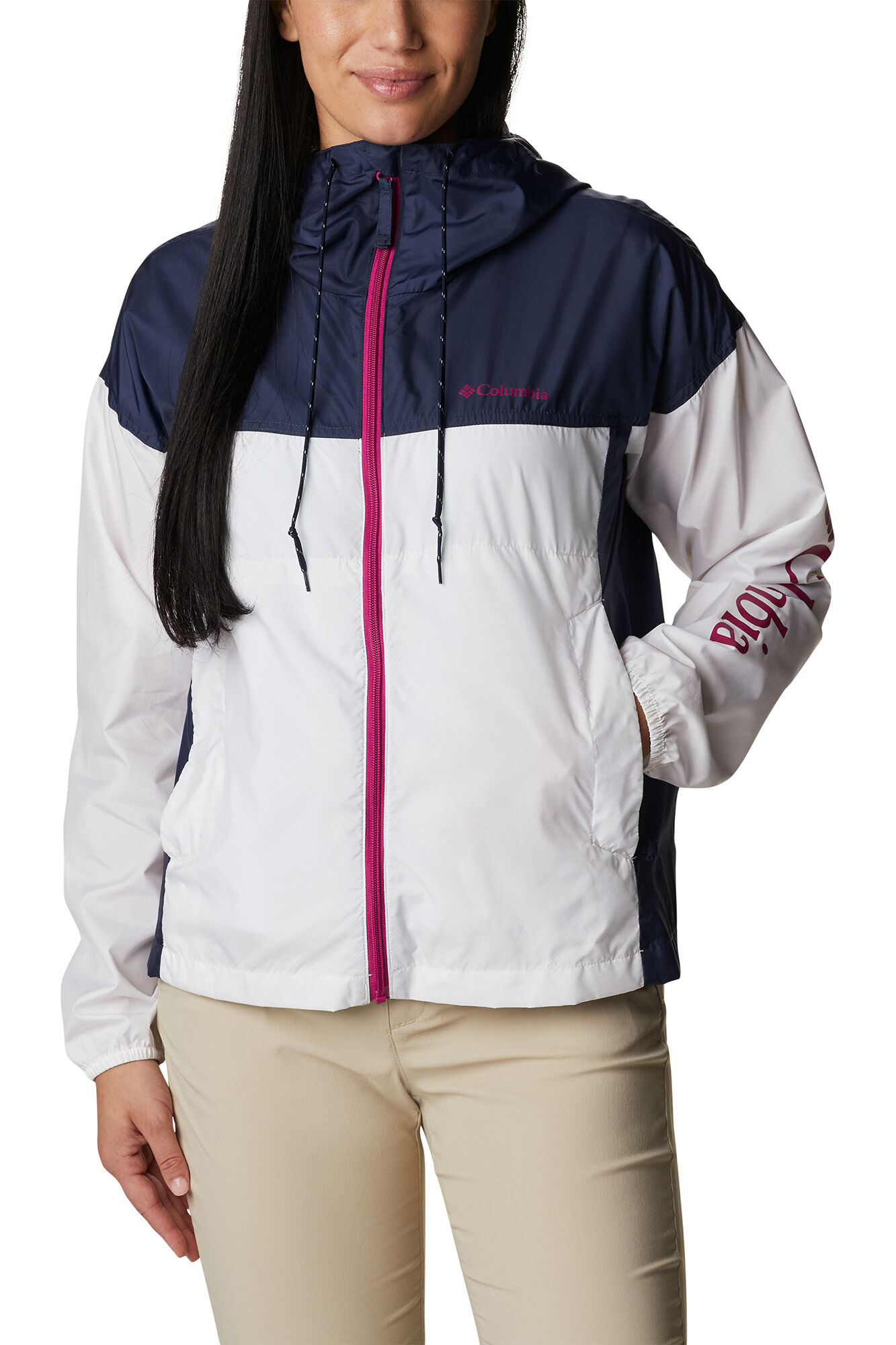 Jaqueta corta-vento feminina Columbia Flash Challenger™ - Nova - Branca