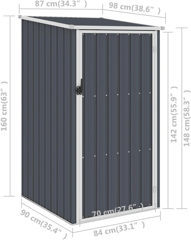 vidaXL Gerätehaus ohne Boden Geräteschuppen Garten Schuppen Gartenhaus Gartenschrank Geräteschrank Anthrazit 87x98x159cm Verzinkter Stahl