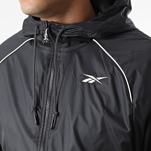 Veste Zippée Capuche A Bandes HI448 Noir