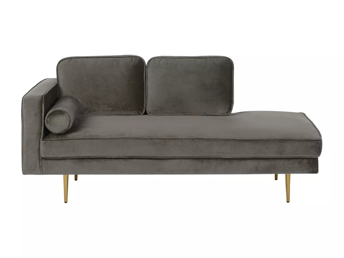 Méridienne en velours gris taupe côté droite MIRAMAS