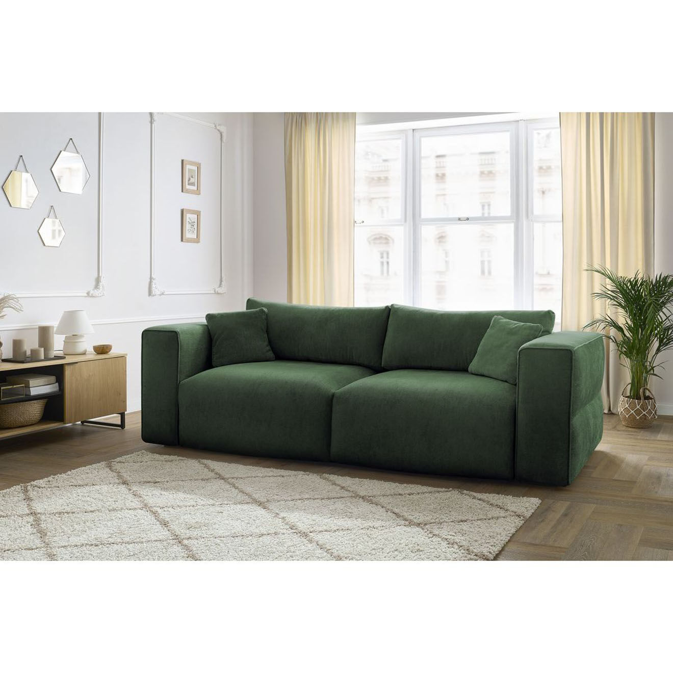 Bobochic Canapé convertible coffre ezechiel vert - 265x109x82 cm