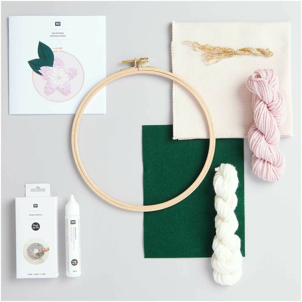 Coffret punch needle fleur du japon ø 21,5 cm