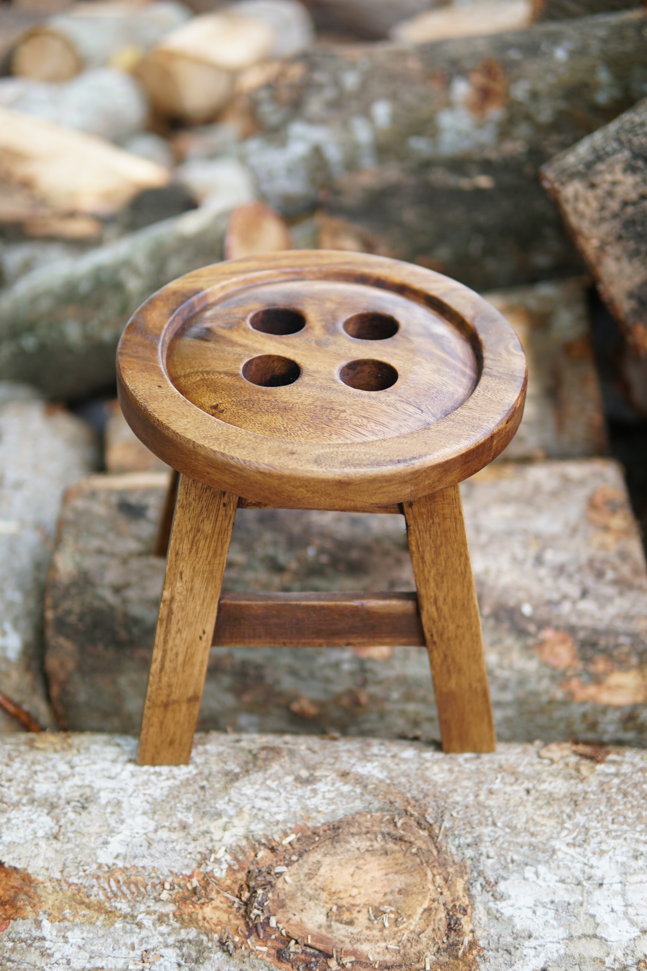 Hocker mit Motiv 'Knopf', natur, Ø 25 cm, H 25 cm von fischer's lagerhaus