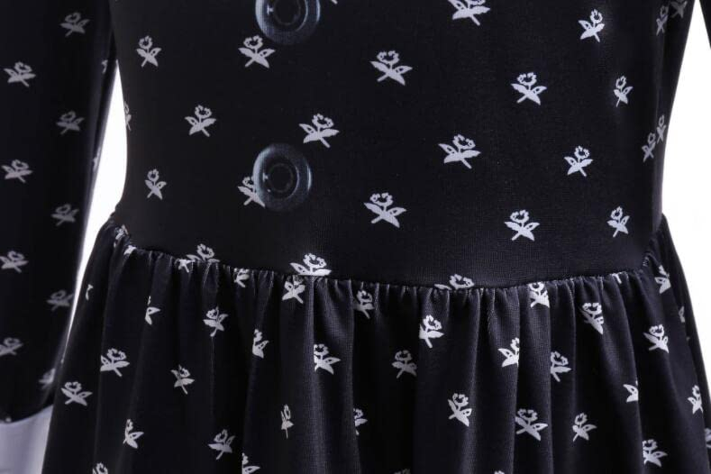 (130cm) Fasnachts Kinder Kostüm Wednesday Addams Kleid Verkleidung für Motto Partys / Halloween - Schwarz / Weiss