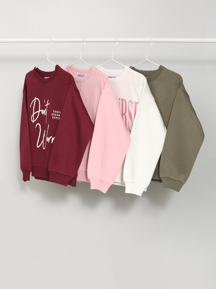 Conjunto de 4 moletons lisos e estampados sortidos - Bordô