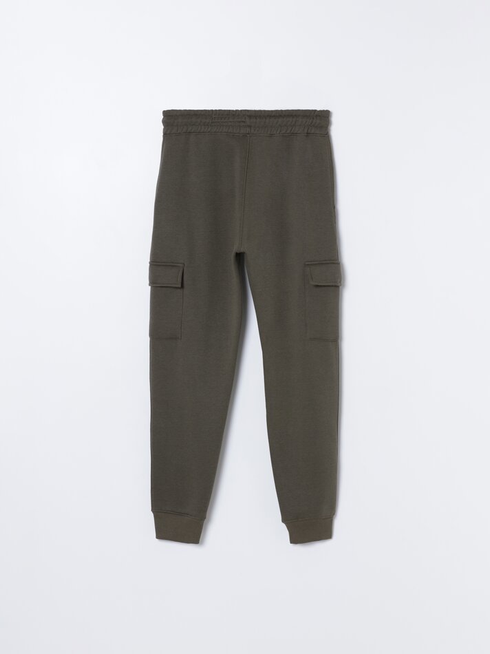 Calça jogger cargo de fleece - Cáqui escuro