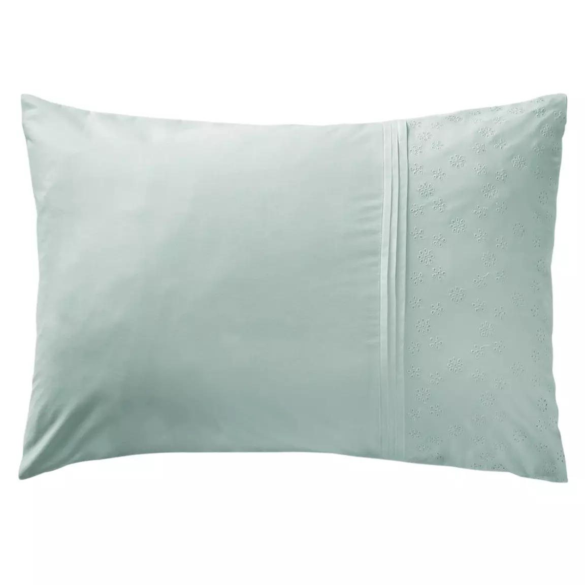 Taie d'oreiller dentelle rectangulaire coton (L70 cm) Jeanne Bleu clair