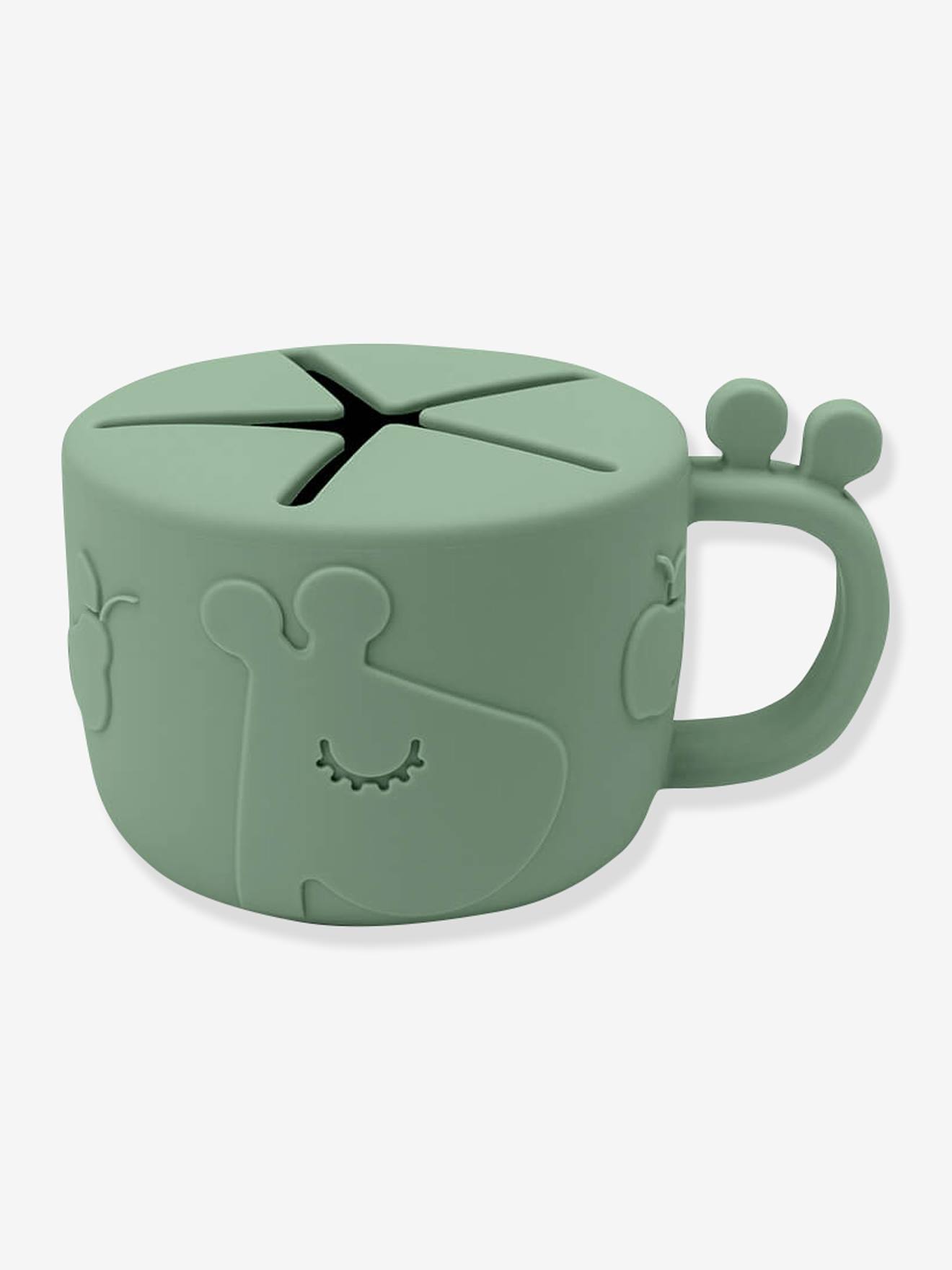 Copo de silicone verde para lanches Peekaboo Raffi da marca DONE BY DEER