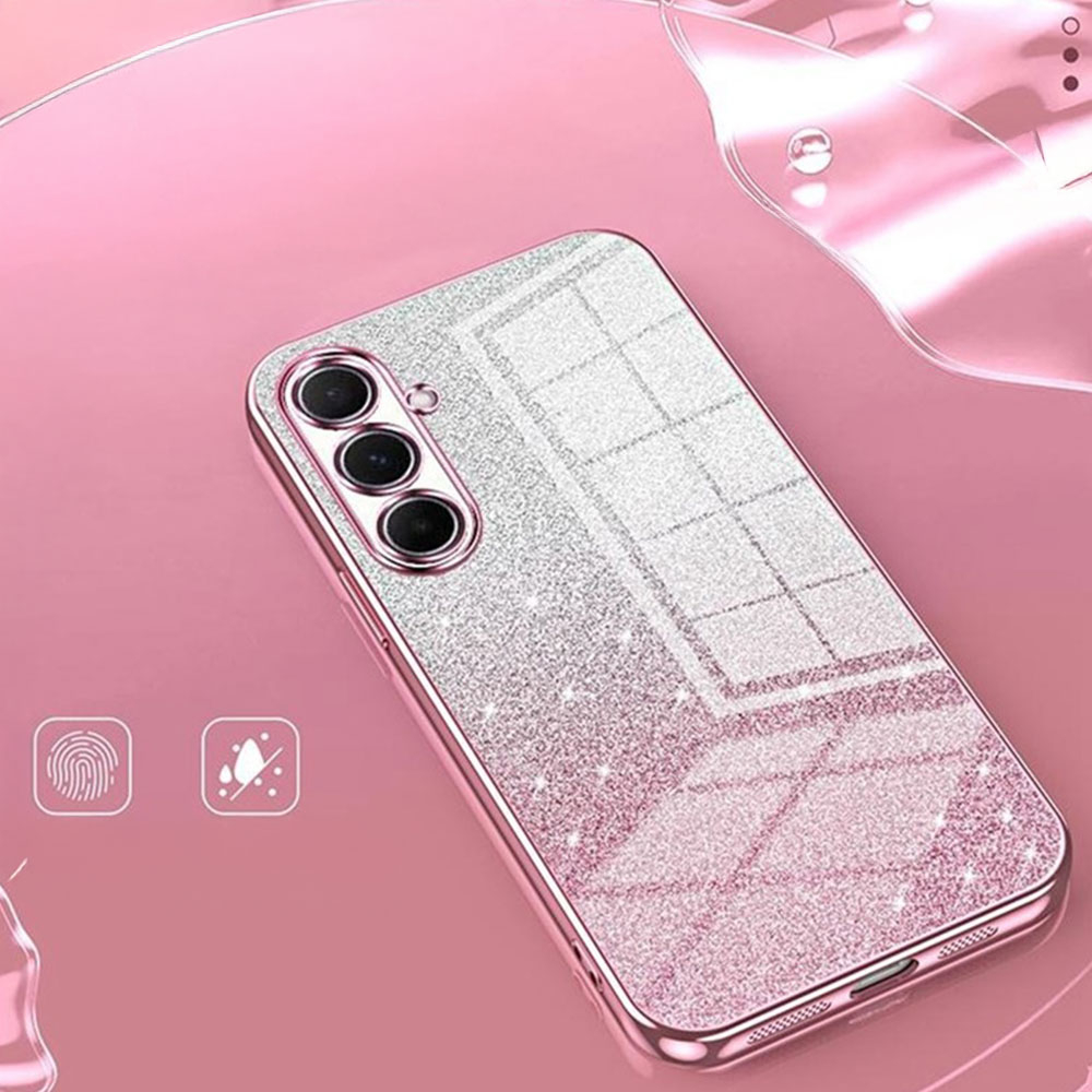 Samsung Galaxy A56 Gummi Case Schutzhülle im Glitzer Design - Rosa / Silber