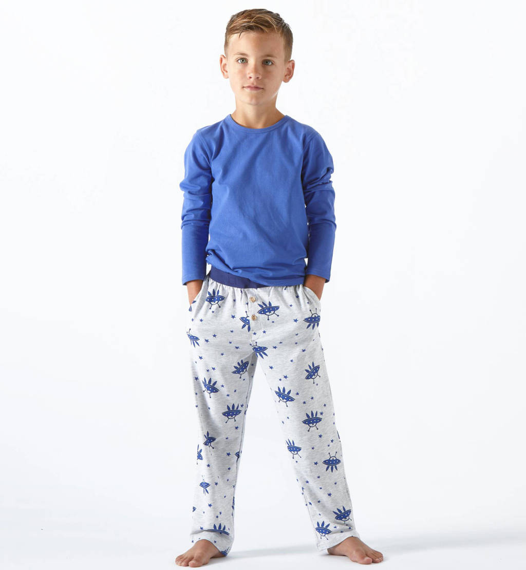 Little Label pyjama met all over print van katoen blauw