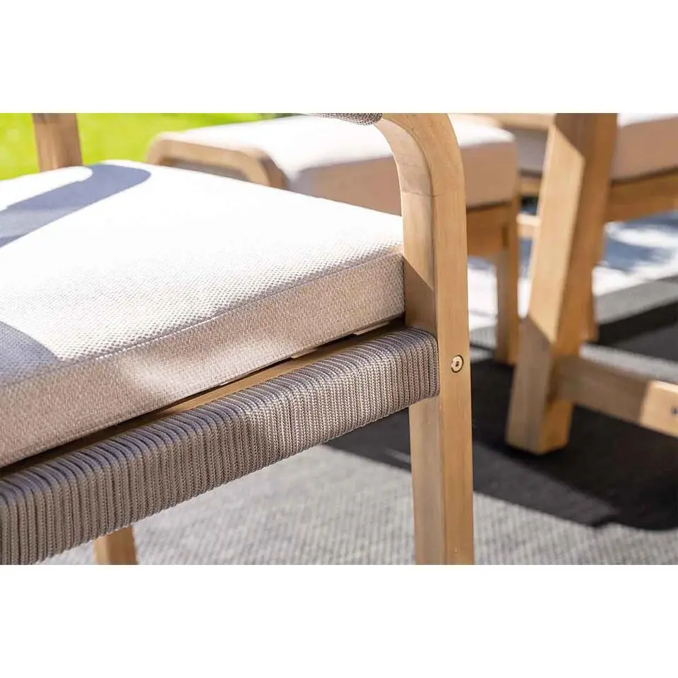 Santos lounge-diningset - 5-dlg.-rechts-acaciahout met white wash-sand