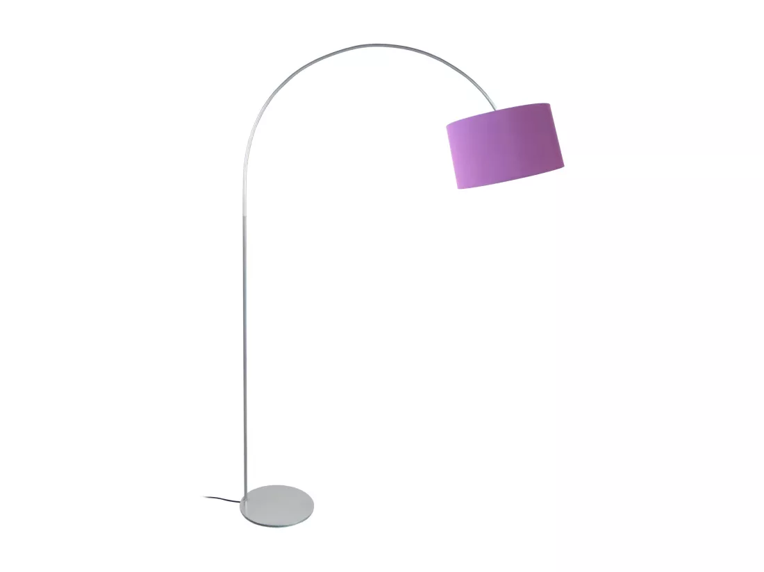 Lampadaire arc métal aluminium violet 190 cm.