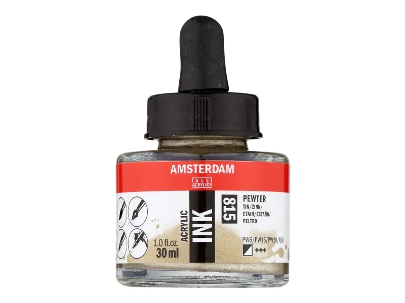 Amsterdam Acrylic Ink Bottle Pewter 815