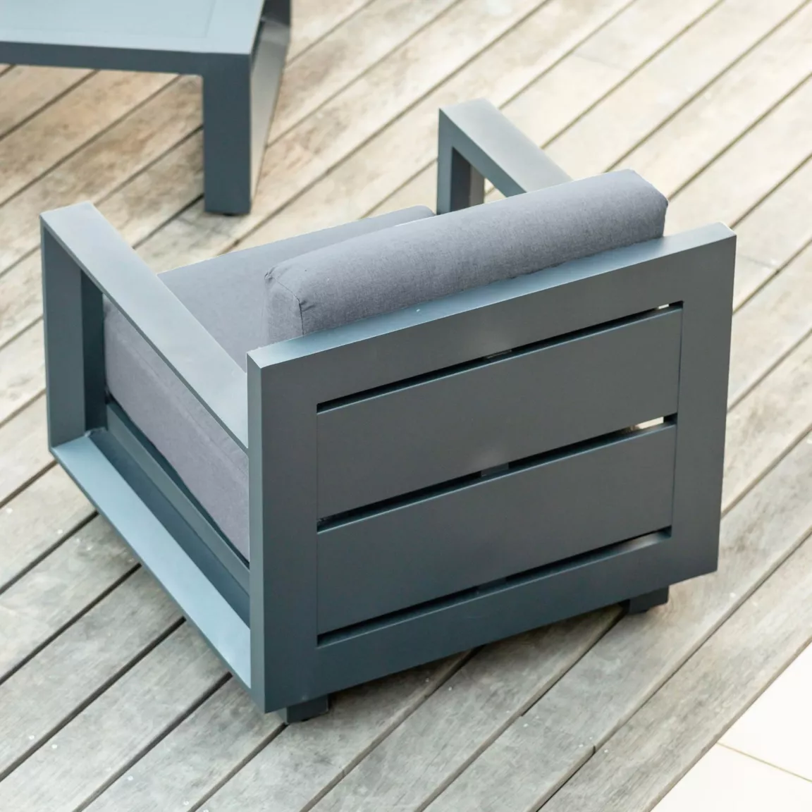 Fauteuil de jardin détente en aluminium Elba Gris anthracite