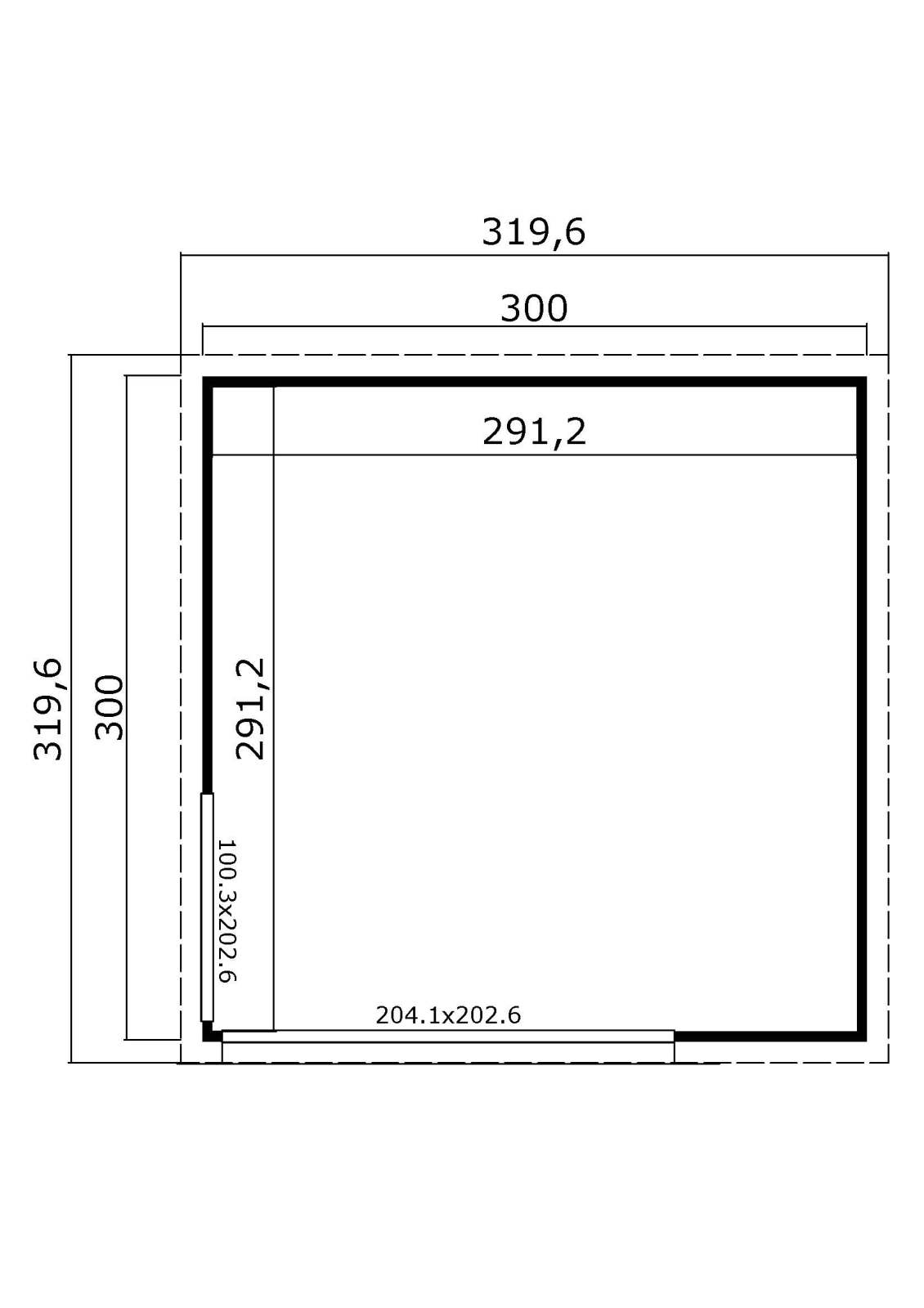 Gartenhaus DOMEO 1 - schwedenrot-anthrazit - Fichte massiv - 300x300 cm