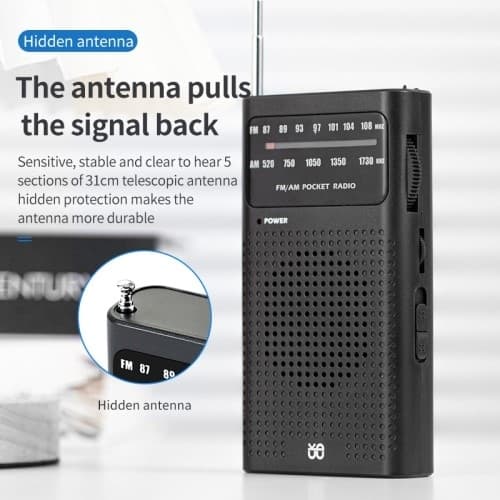 Fuld kanal dual band radio FM/AM bærbar radio, batteridrevet