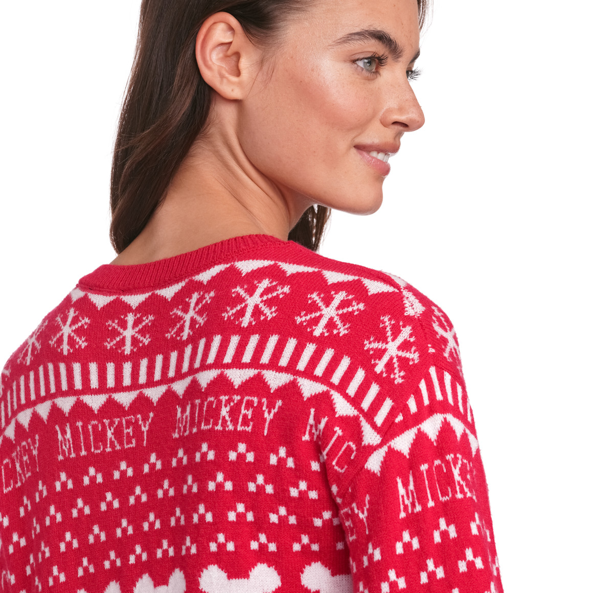 Gina Micky Maus Weihnachtsstrickpullover rot / weiss