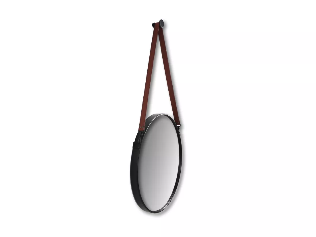 Miroir mural rond encadré ø60 - Noir/brun 63*3*95