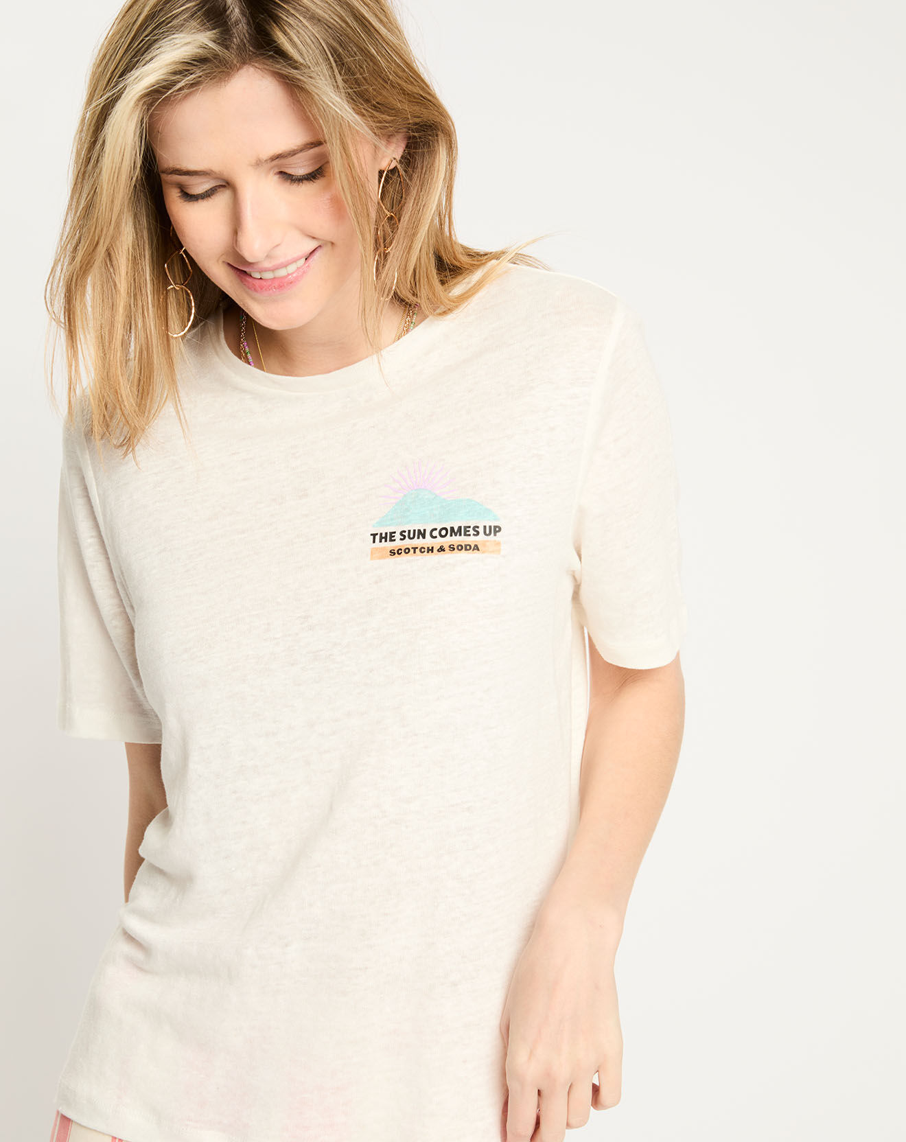 Scotch & Soda T-Shirt 100% Lin blanc