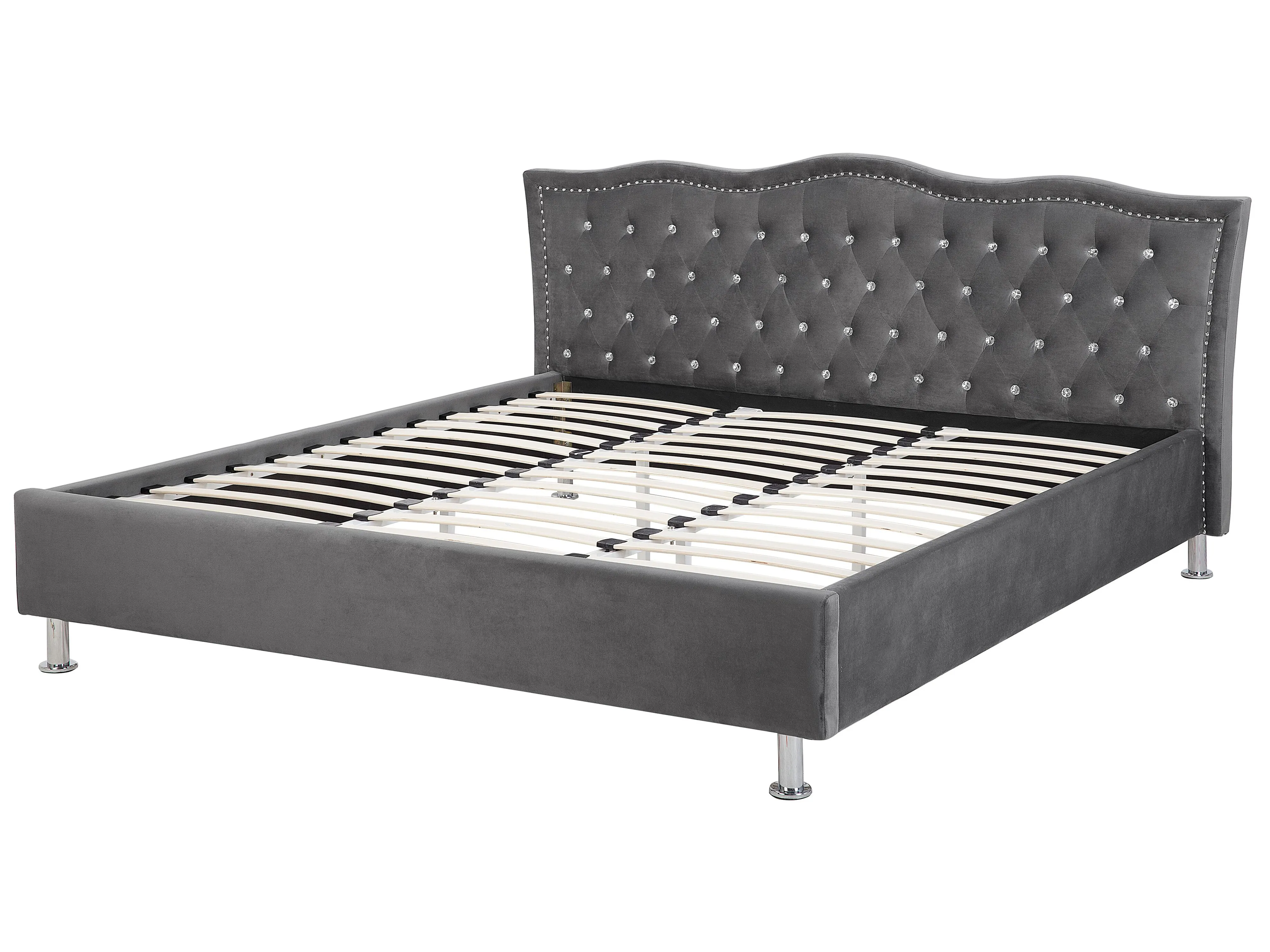 Bed Fluweel METZ 180 x 200 cm Donkergrijs
