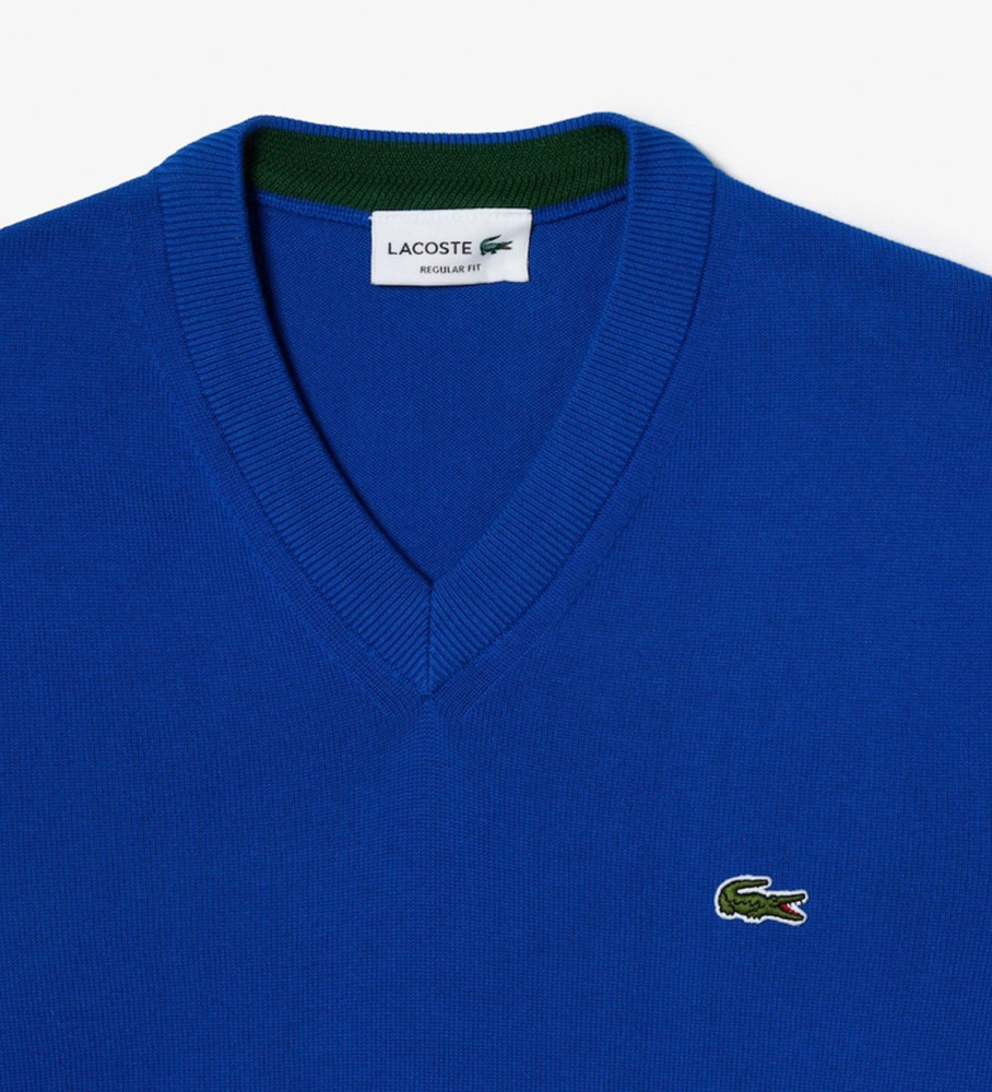Suéter Lacoste com decote em V azul