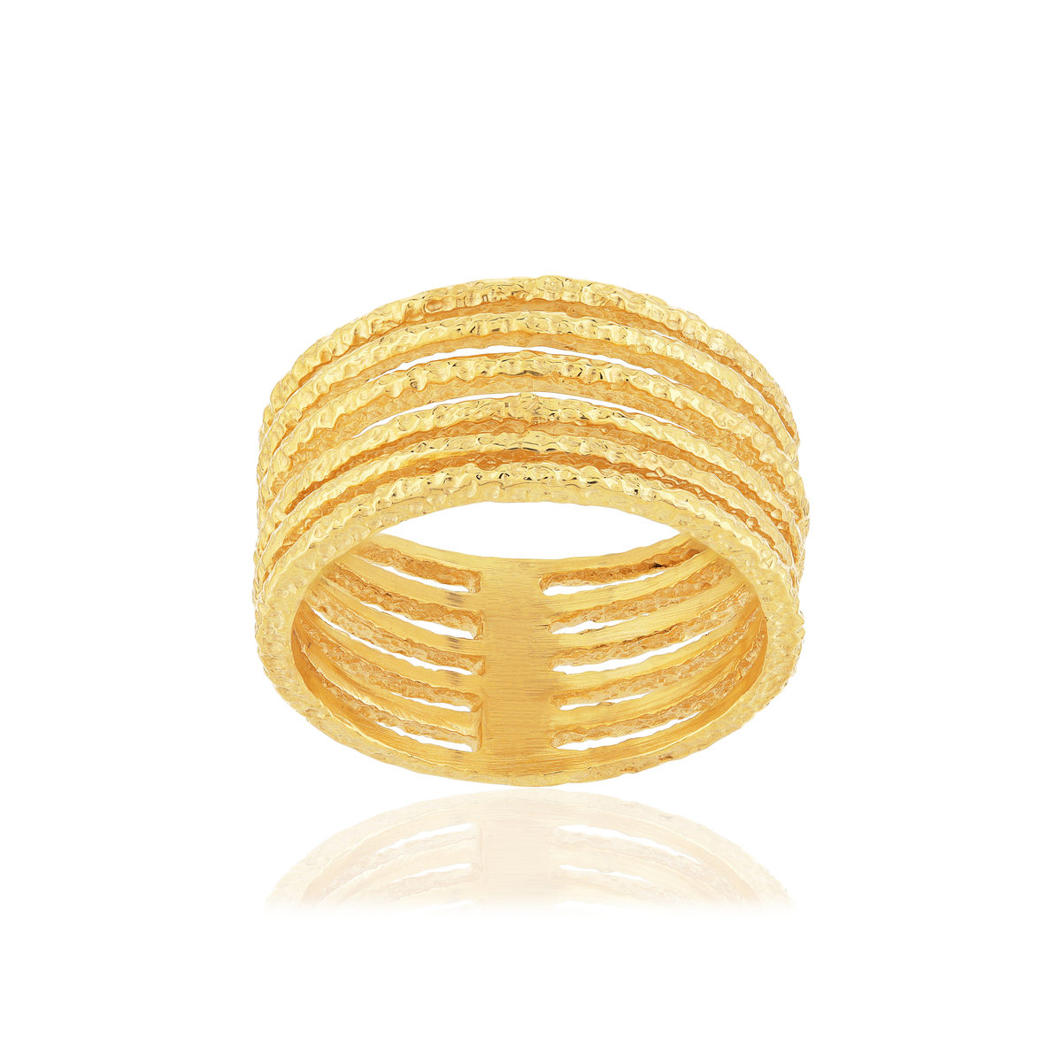 Bague plaqué or effet martelé