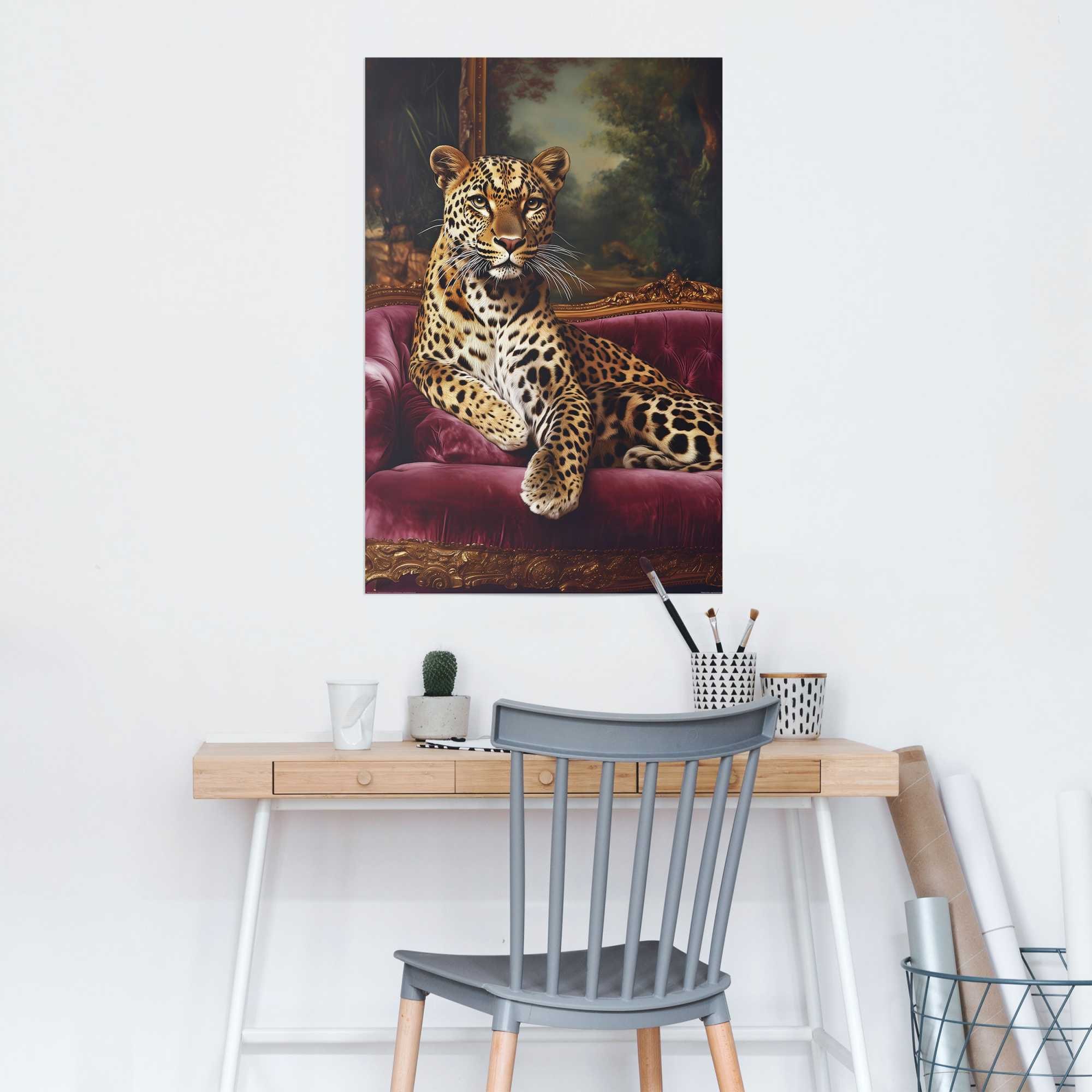 Reinders! Poster »Sofa Panther« Wohnzimmer - Mehrfarbig - 150 gr.  Papier - Tiere - 61x91,5 cm