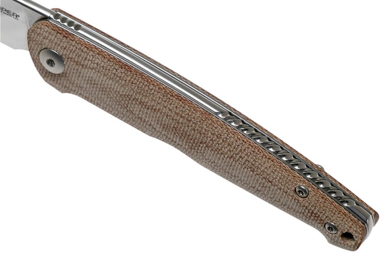 Viper Key V5976CN Natural Canvas Micarta zakmes, Jesper Voxnaes design