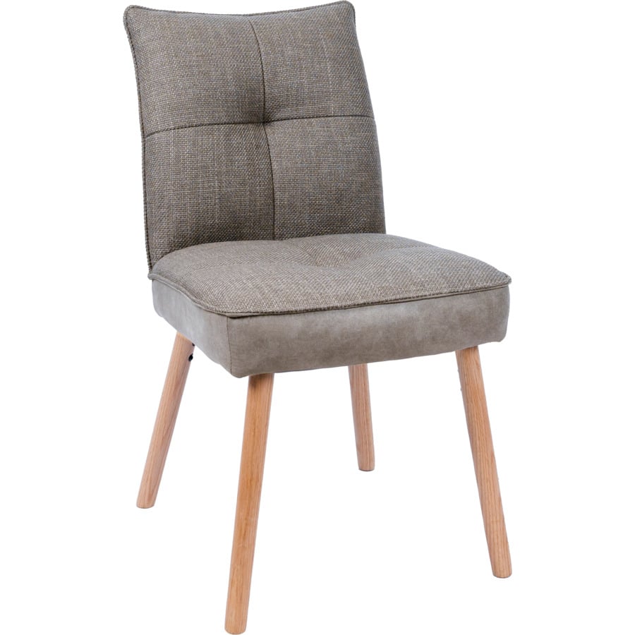 Armlehnstuhl Lukas Kunstlederoptik/Stoff beige, Gestell Eiche massiv