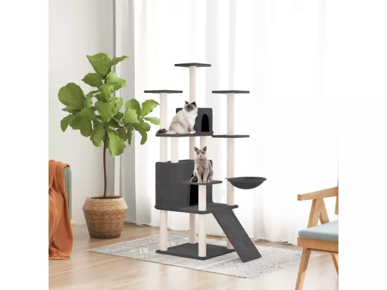 Arbre à chat avec griffoirs en sisal Gris foncé 154 cm