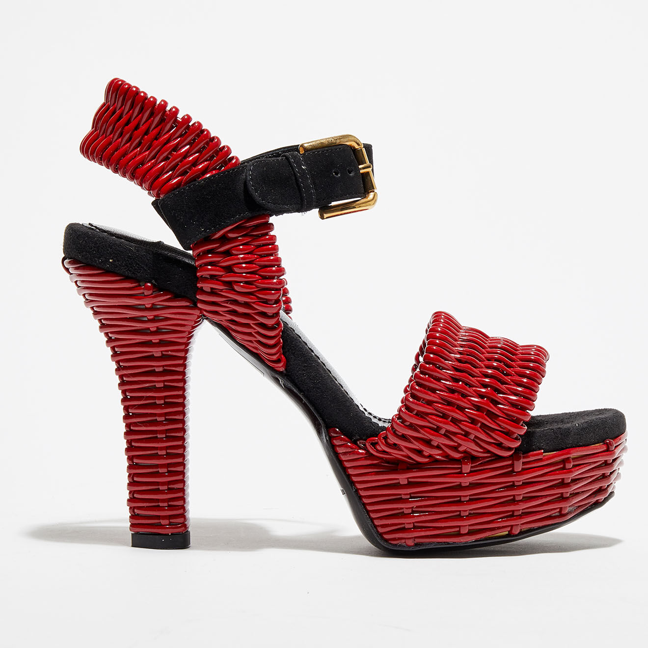 Dolce & Gabbana Sandales en Cuir vernis tressé rouges - Talon 13 cm