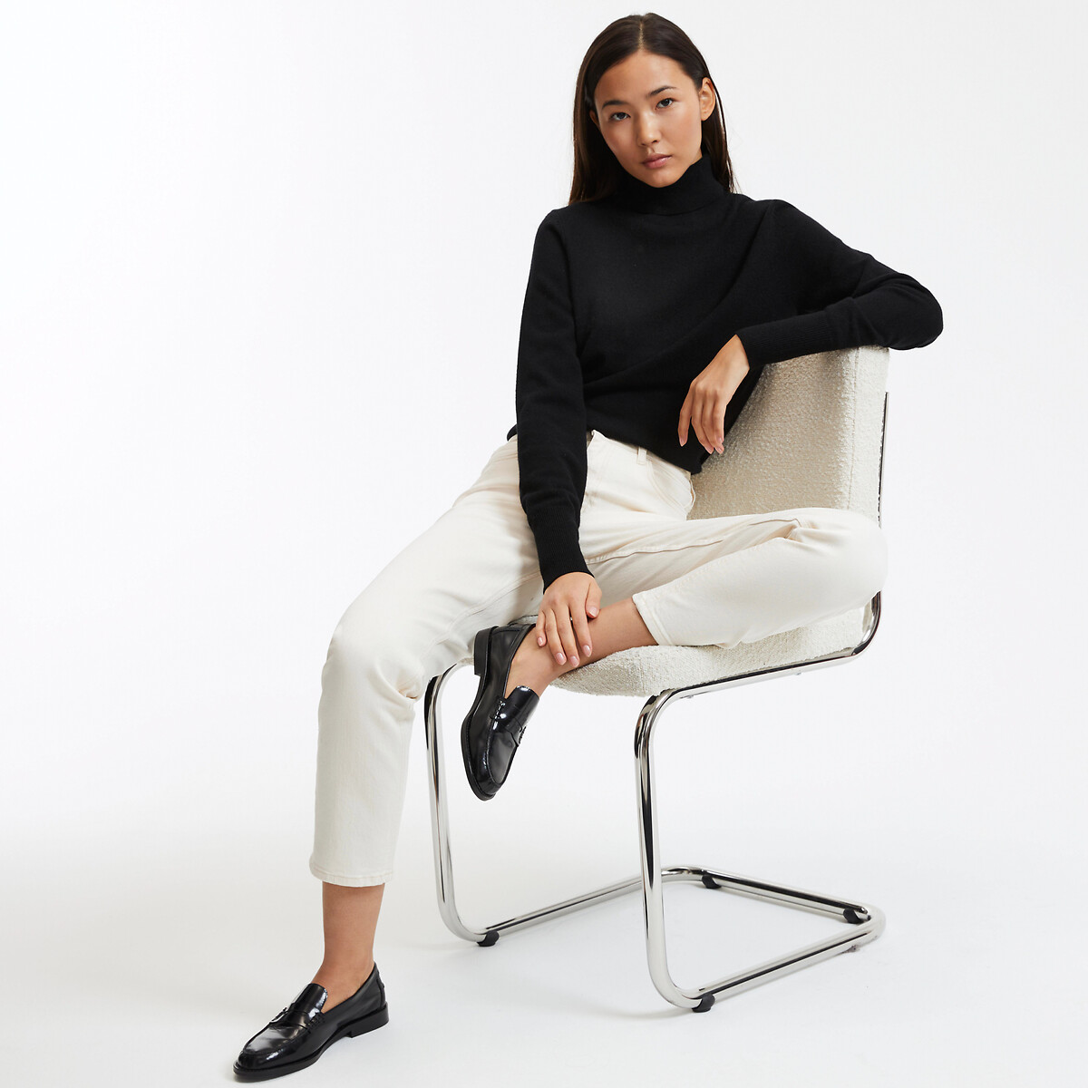 COLEÇÃO LA REDOUTE<br>Calça jeans boyfriend de cintura alta