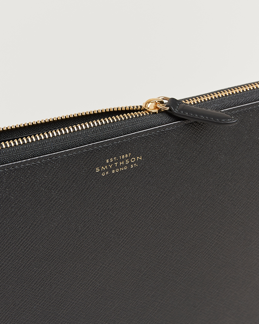 Smythson Panama Large Laptop Case Black