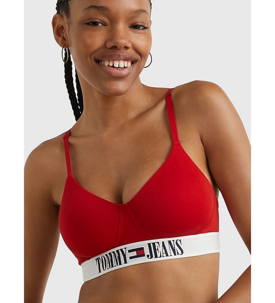 Sutiã Tommy Jeans Archive Bralette (sem bojo, vermelho)