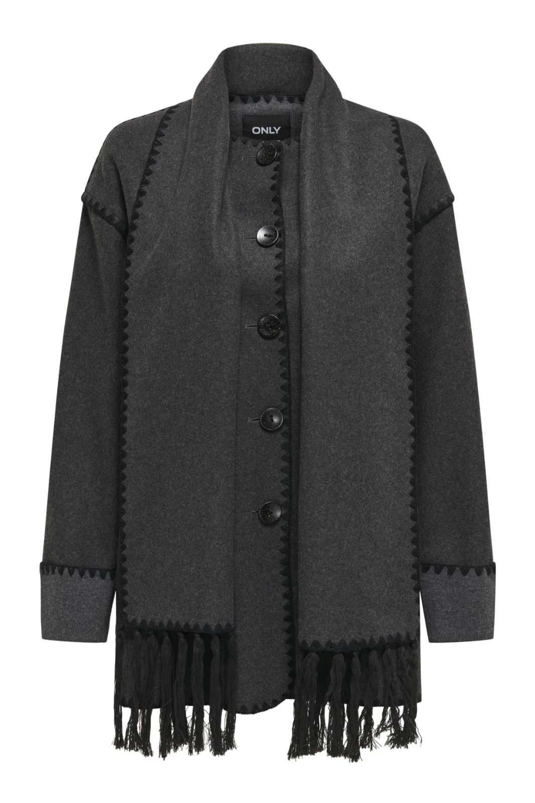 Only Onlelba Life Scallop Edge Scarf Coat 4608949 dark grey melange black