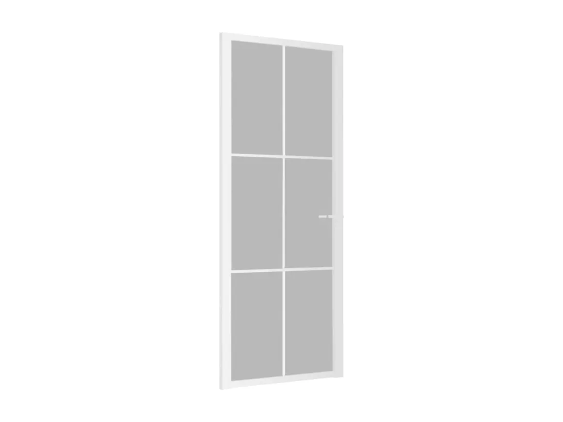 Porte intérieure 83x201,5 cm Blanc Verre mat et aluminium