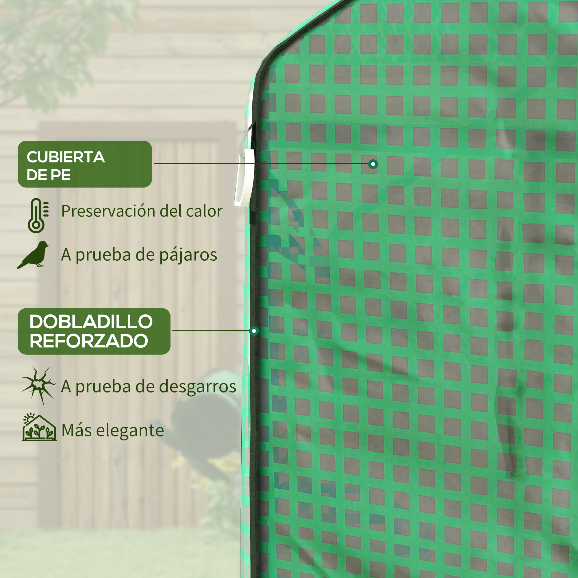 Capa de estufa Outsunny 140x73x190 cm, capa de substituição para estufa com janela e porta com zíper, proteção anti-UV para plantas de jardim.