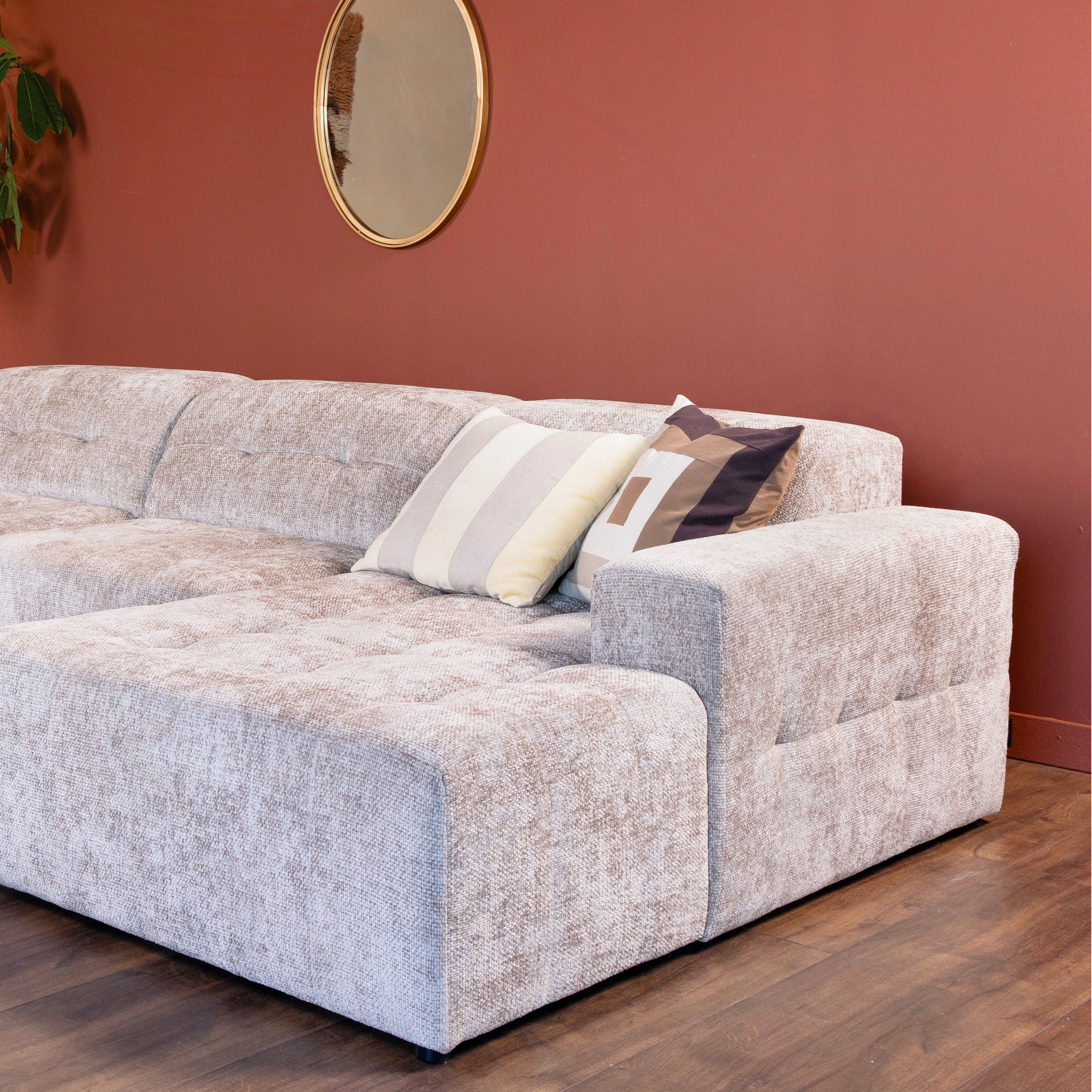 Cosmopolitan Design Chicago U-bank - Hoek Links - Chenille - Lichtbeige