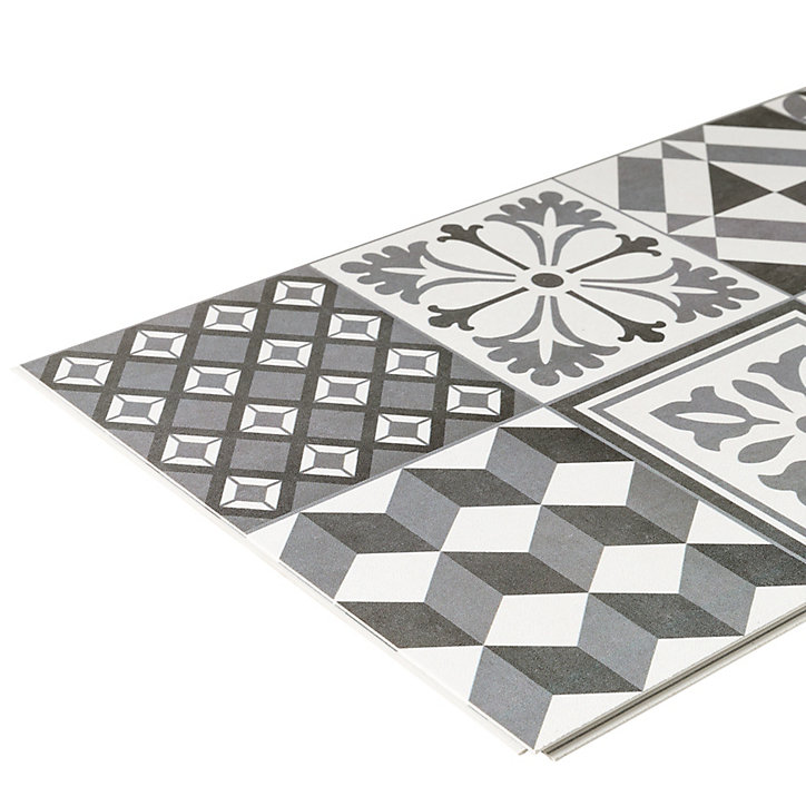 Dalle PVC Ozark carreaux de ciment L. 60cm x l. 30cm GoodHome