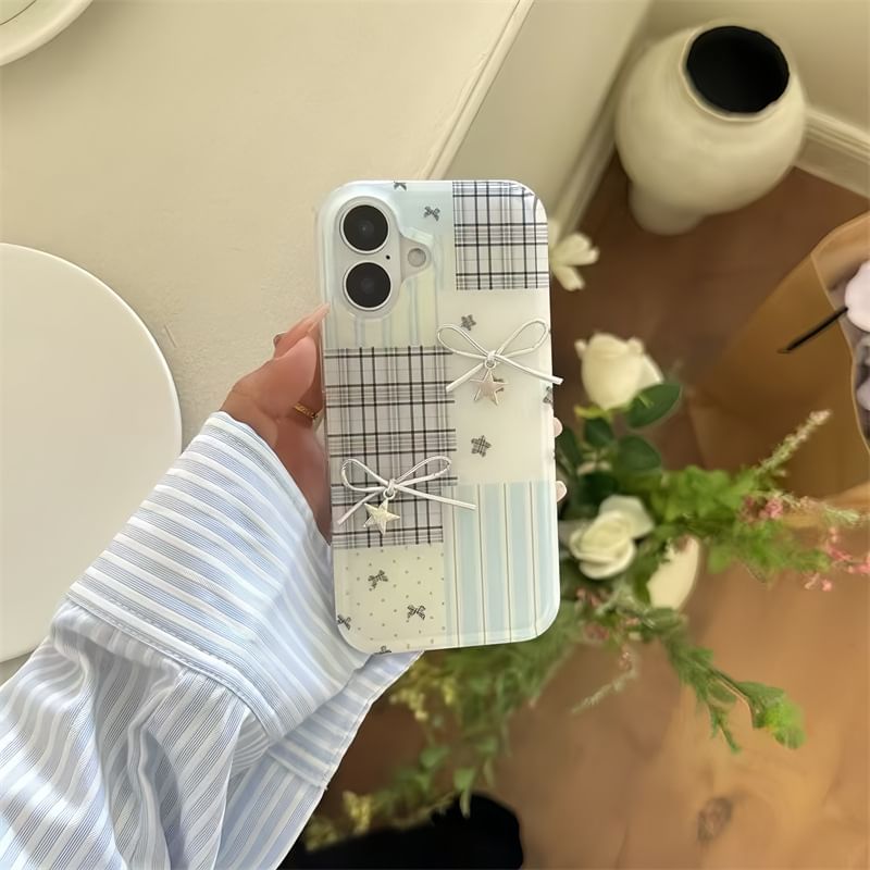 Fonekase - Paneel telefoonhoesje met strik en zelfklevende decoratie - Apple iPhone 16 Pro Max / 16 Pro / 16 Plus / 16 / 15 Pro Max / 15 Pro / 15 Plus / 15 / 14 Pro Max / 14 Pro / 14 Plus / 14 / SE / 13 Pro Max / 13 Pro / 13