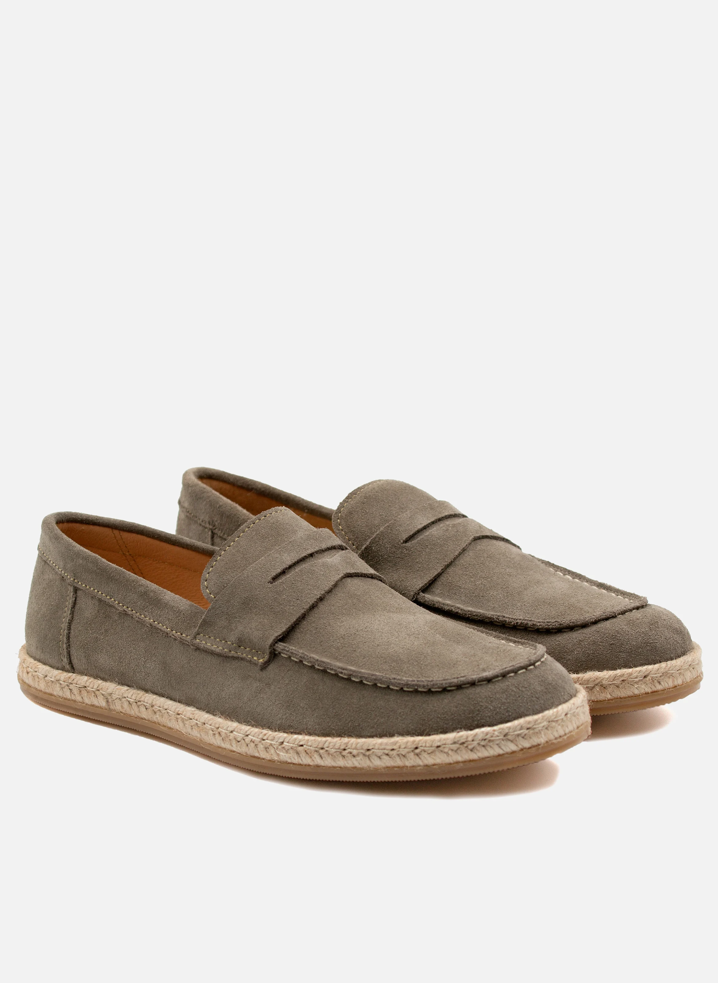 Mocassins espadrille cuir daim | Gris
