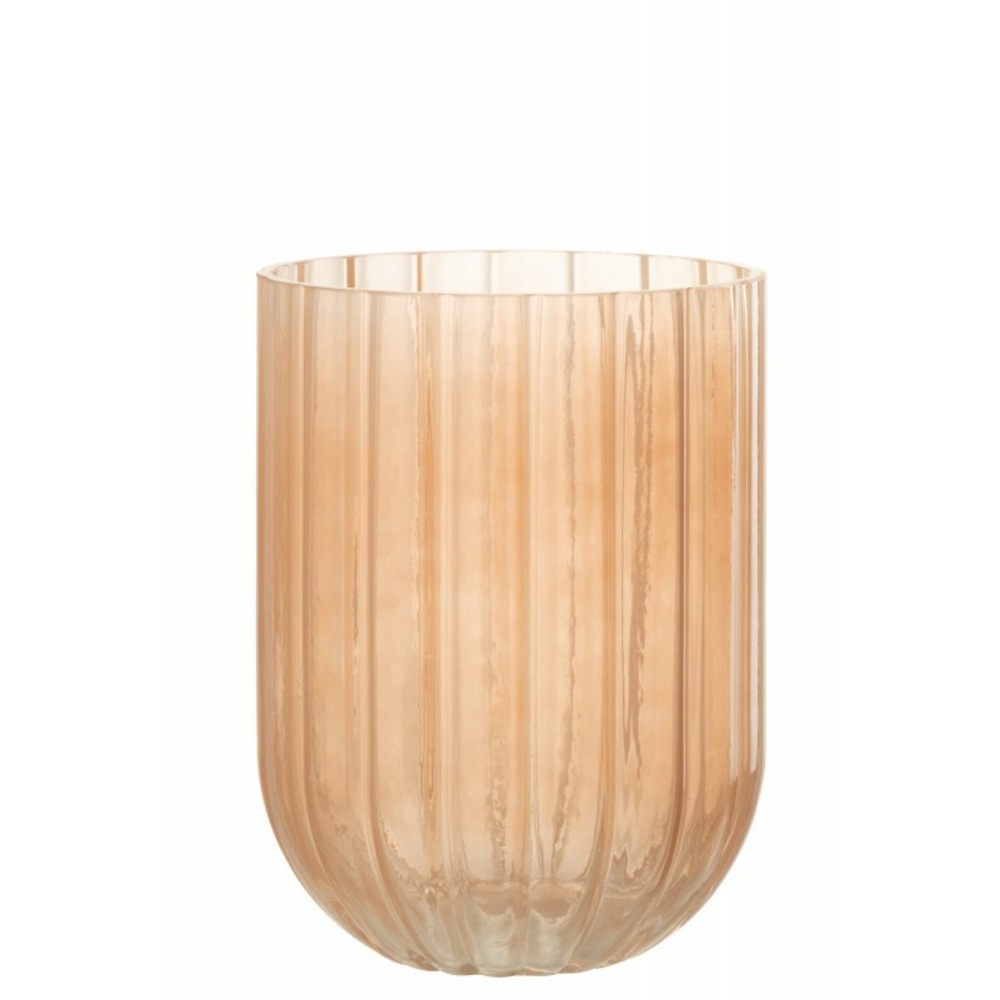 Vase avec ligne en verre rose 15x15x21 cm