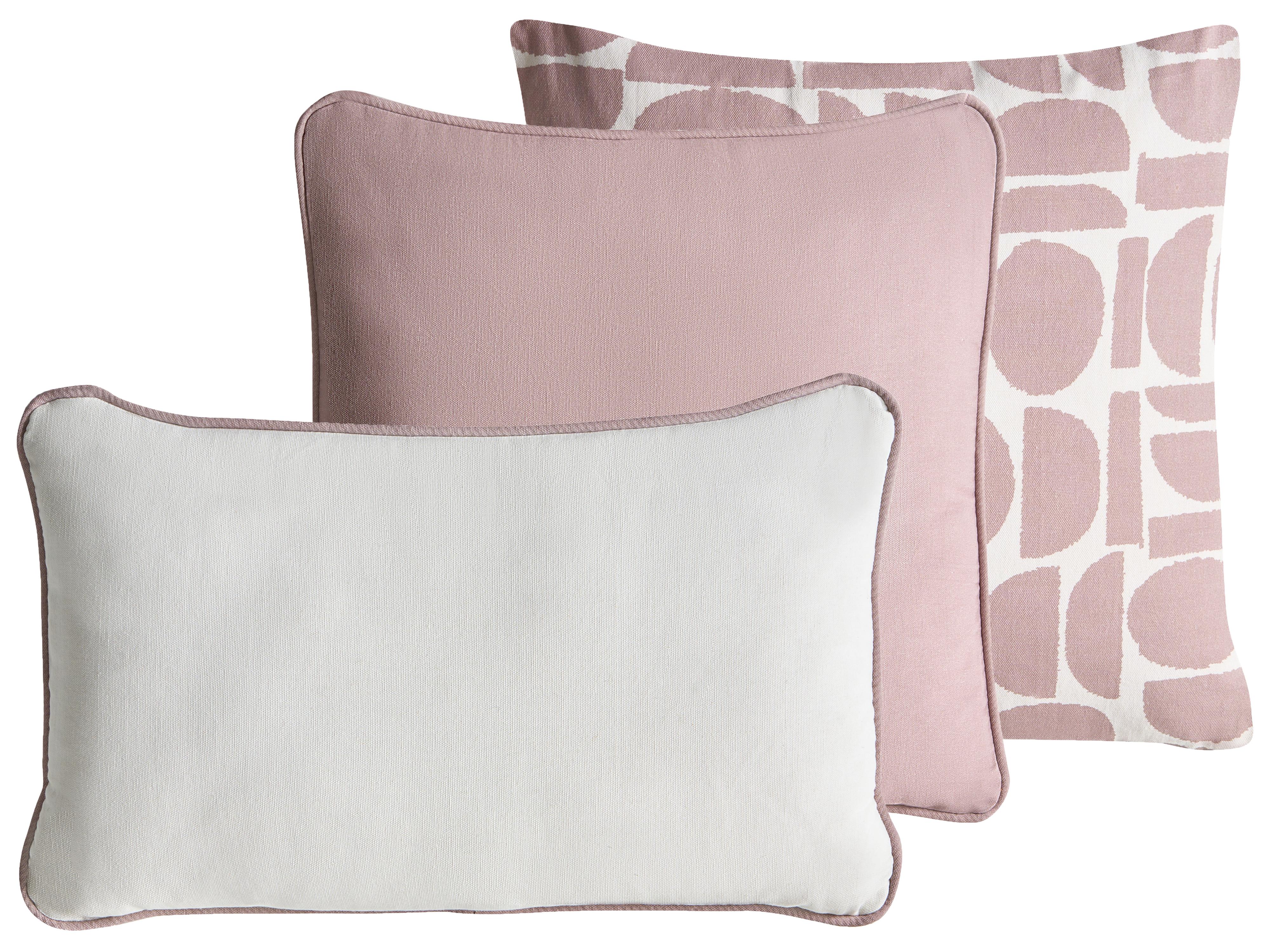 Set van 3 sierkussens PENTACE Katoen 30 x 50 cm 45 x 45 cm Roze effen