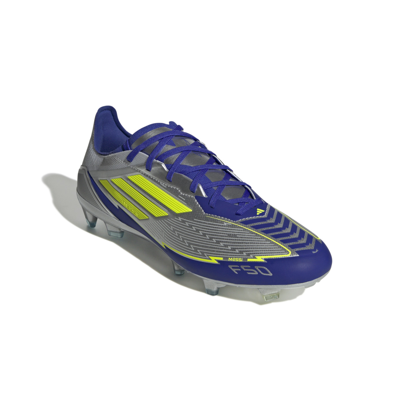 Adidas F50 Messi Pro Gras Voetbalschoenen (FG) Zilver Donkerblauw Geel