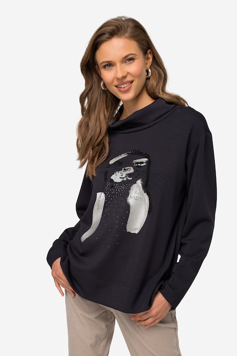 Sweatshirt, Robben-Motiv, Rollkragen, Langarm